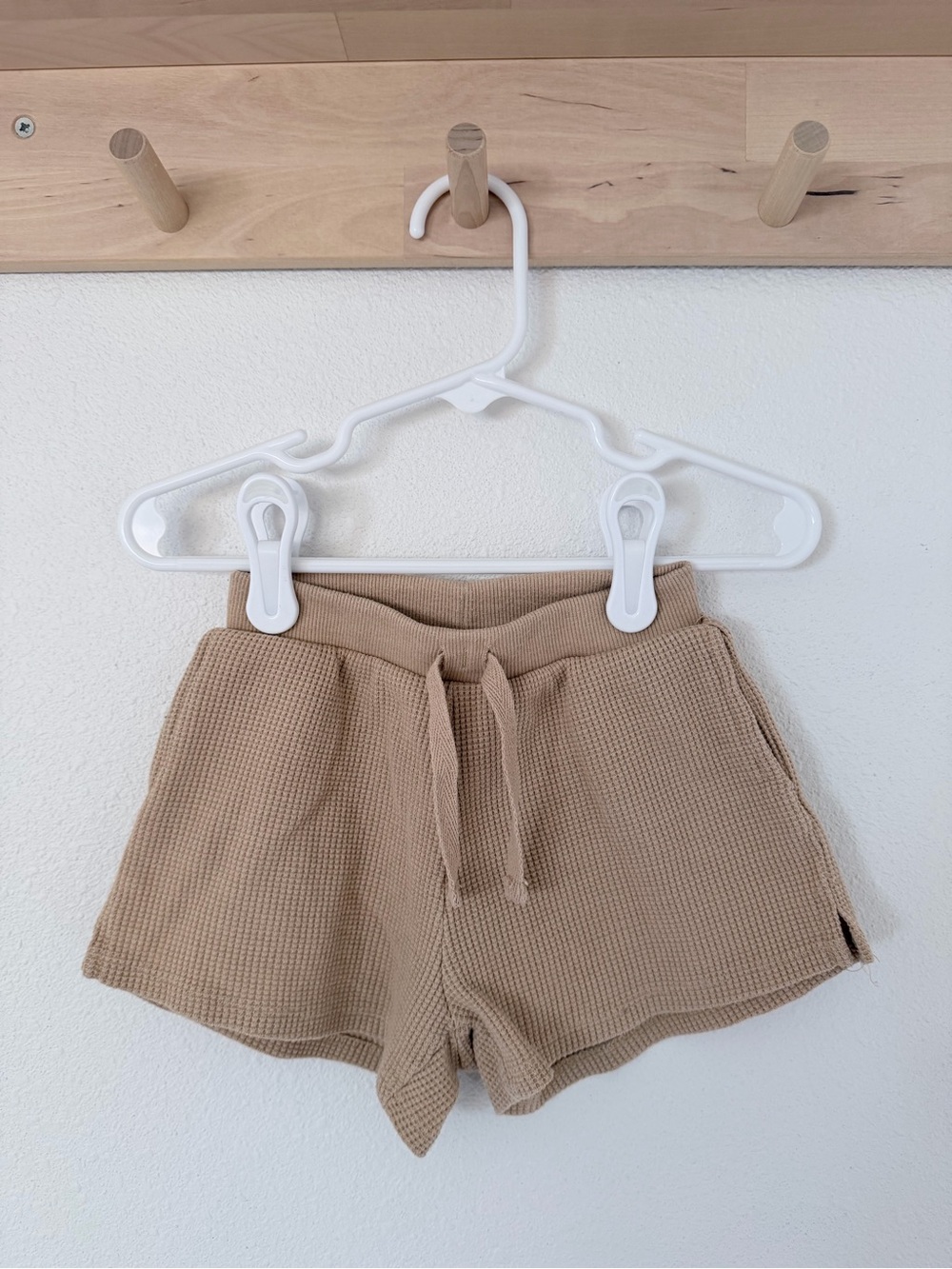 Zara Baby Waffle Knit Drawstring Shorts - Beige